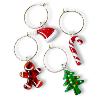 holiday cheer wine charm, set of 4