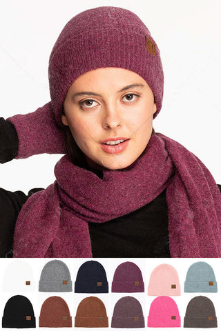 cc soft recycled fine yarn cuff beanie - assorted