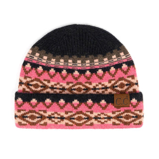 aztec pattern cuff beanie - assorted
