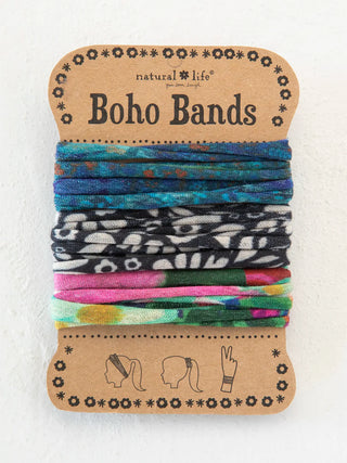 boho bands hair ties, set of 3 - blue floral