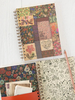 spiral notebook - patchwork be happy