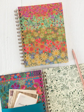 spiral notebook - wildflower border