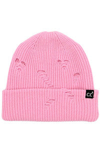 cc distressed solid cuff beanie hat - assorted