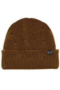 cc distressed solid cuff beanie hat - assorted
