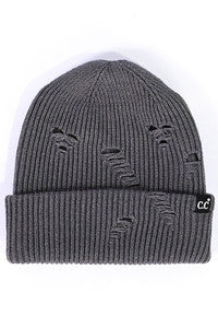 cc distressed solid cuff beanie hat - assorted