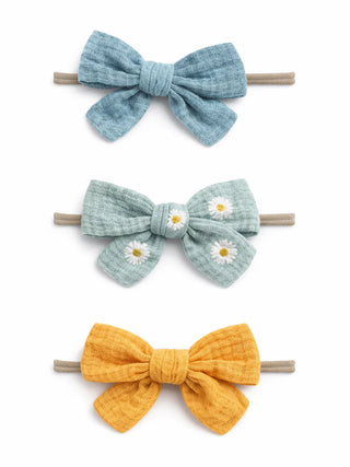 3-pack nylon bows -daisy
