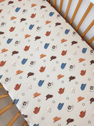 muslin crib sheet- western