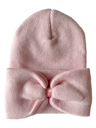 baby's first hat - petal pink bow