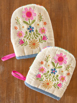 embroidered mini oven mitts, set of 2