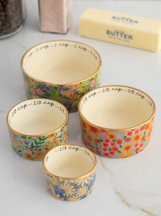 nesting ceramic measuring cups - multi floral