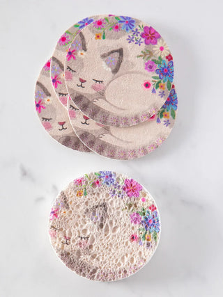 puff up sponges, set of 5 - ash cat