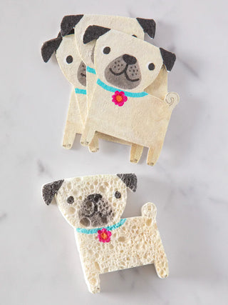 puff up sponges, set of 5 - cream dog