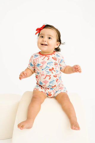 USA bows bamboo shorts set