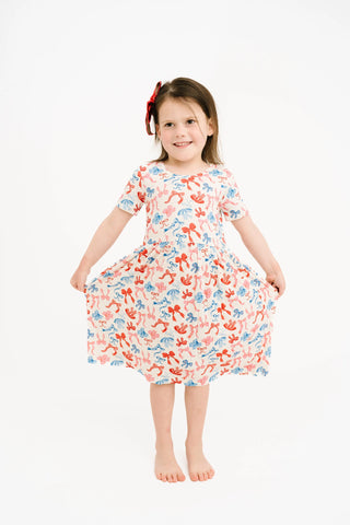 USA bows short sleeve bodysuit bamboo dress