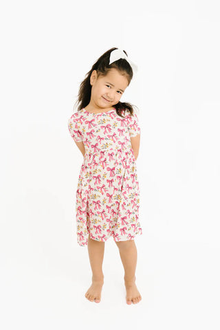 bloom bows short sleeve bamboo dress