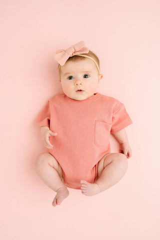 rosebud waffle pocket romper