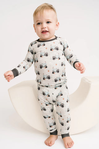 blue tractor bamboo set