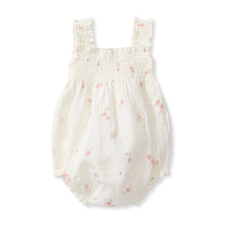 floral muslin baby girl romper