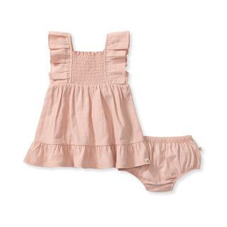 baby girl check gauze organic pink dress