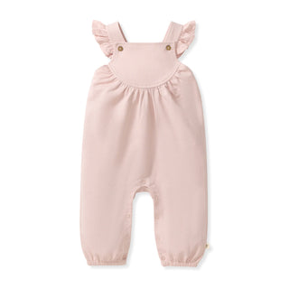 organic baby girl curved yoke jumpsuit