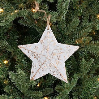 vintage white & gold embroidered metal star