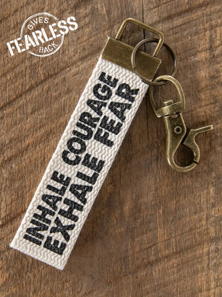 canvas key chain - inhale courage