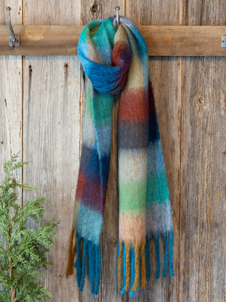 cuddle up cozy scarf - teal plaid