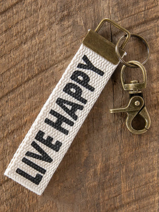 canvas key chain - live happy