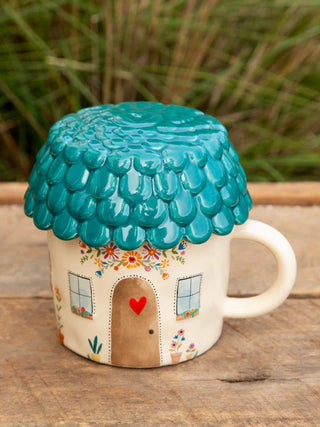 lidded mug cup - cozy cottage