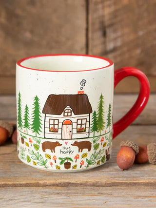bungalow mug - live happy cottage