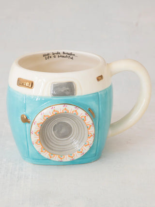 folk art coffee mug - camera