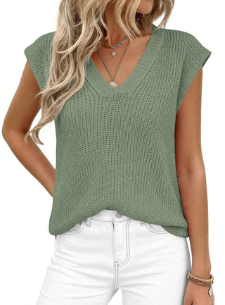 v neck sleeveless knit sweater vest