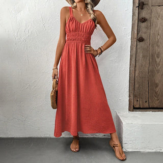 halter textured pleated dress