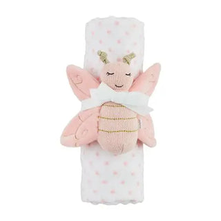 polka dot swaddle and rattle set