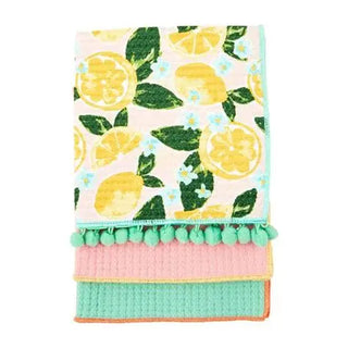 lemon floral towel set of 2