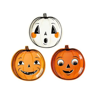 vintage halloween pumpkin shaped paper plate set