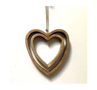 double open wood hanging hearts