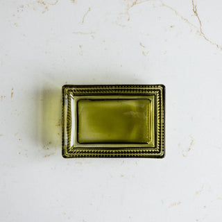olive glass soap dish