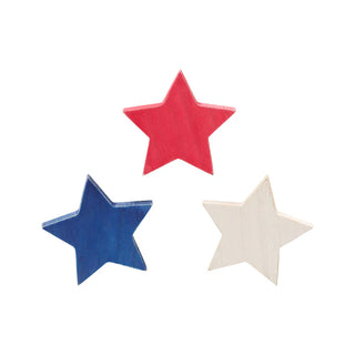 red, white, and blue washed wood star cutouts, set of 3