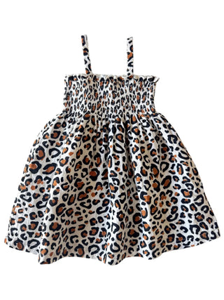 muslin smocked tube dress - leopard