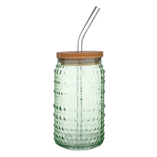 glass hobnail tumbler - sage