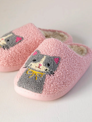 icon sherpa slippers - pink cat