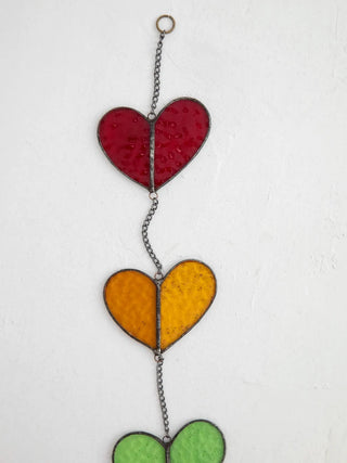 stained glass mobile - hearts