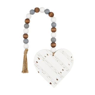chippy white heart cutout with beaded jute string