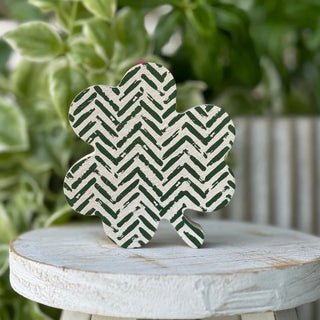 white & green herringbone clover