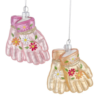 4" glass gardening gloves ornaments- assorted