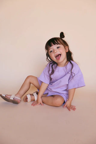 acid wash short set - lavender