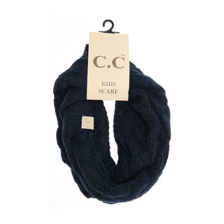kids solid cable knit infinity scarf - assorted