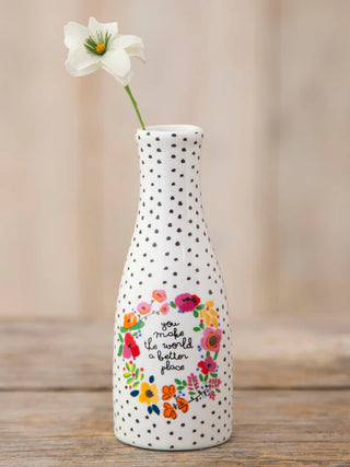 ceramic bud vase - you make the world better