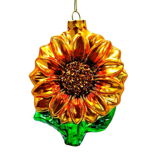 glossy charming sunflower glass ornament